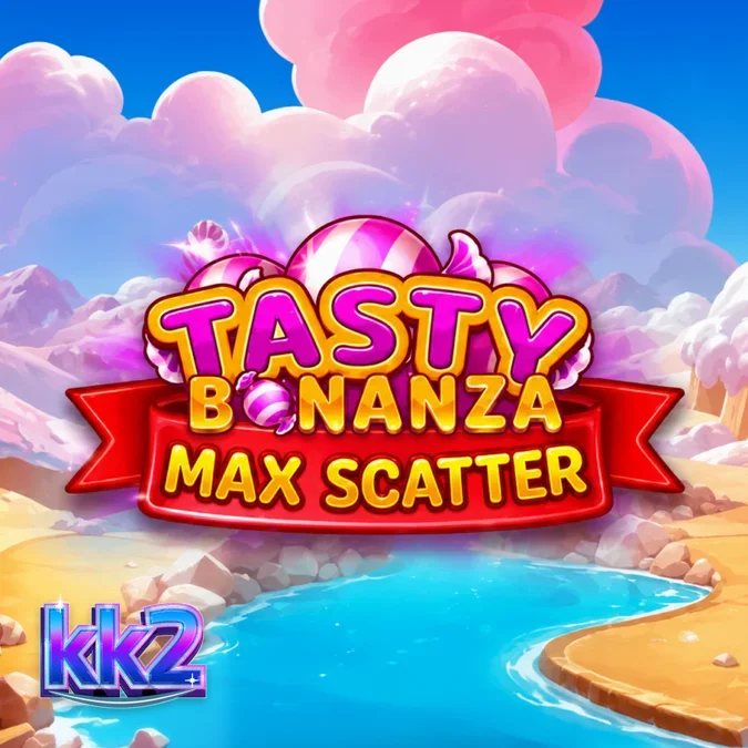 Interface colorida e vibrante do slot Tasty Bonanza Max Scatter com símbolos de doces.